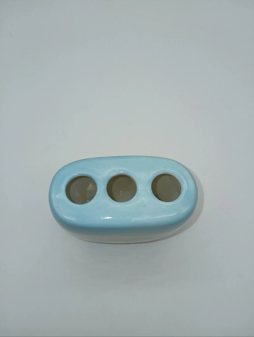 Ceramic Toothbrush Holder in Sky Blue and Brown
